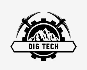 Dig - Pickaxe Mountain Cog logo design