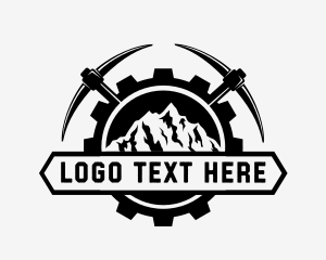 Geologist - Pickaxe Mountain Cog logo design