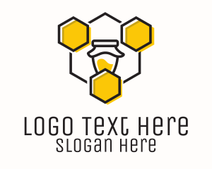 Bee - Hexagon Honeycomb Jar logo design