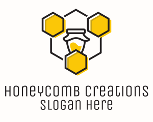 Beeswax - Hexagon Honeycomb Jar logo design