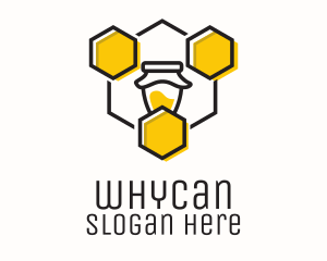 Bee - Hexagon Honeycomb Jar logo design