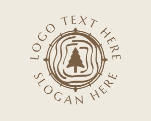 Evergreen - Brown Clock Tree logo design