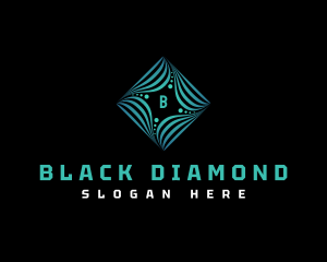 Technology Diamond Swirl logo design