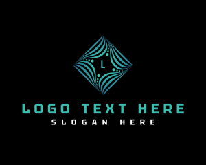 Sharing - Technology Diamond Swirl logo design