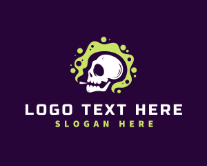 Marijuana - Skull Smoke Cigarette logo design
