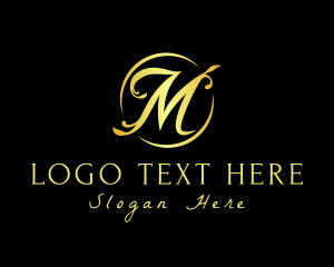 Gold Circle - Classy Golden Letter M logo design