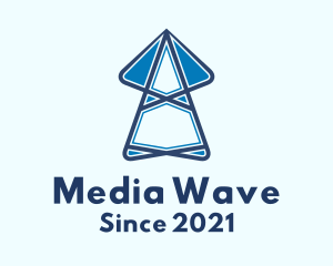 Broadcasting - Blue Broadcasting Tower logo design