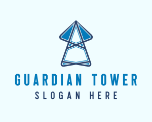 Blue Broadcasting Tower  logo design