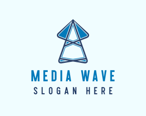 Blue Broadcasting Tower  logo design