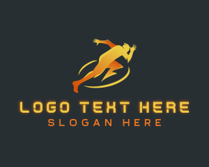 Running - Human Lightning Bolt logo design