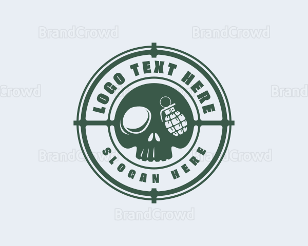 Skull Military Grenade Logo