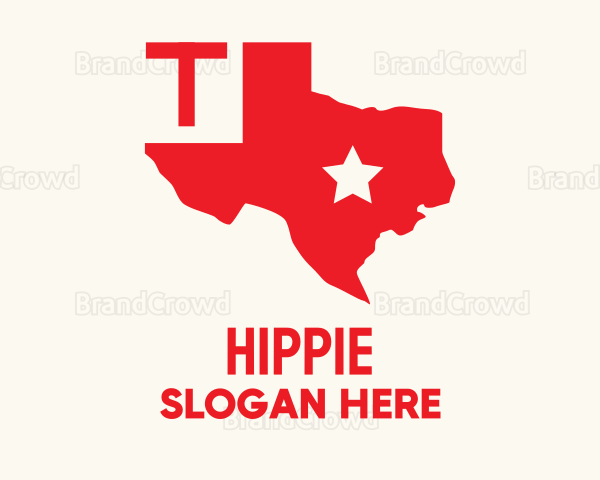 Red Texas State Map Logo