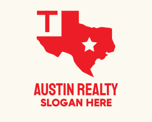 Red Texas State Map logo design