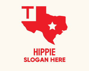Map - Red Texas State Map logo design