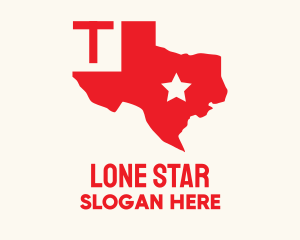 Red Texas State Map logo design