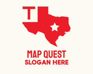 Red Texas State Map logo design