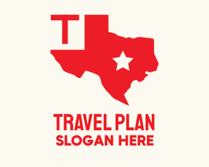 Red Texas State Map logo design