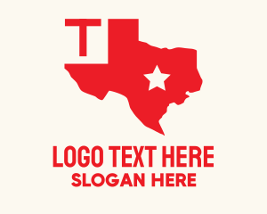 Red Texas State Map logo design