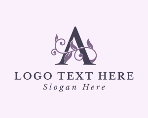 Purple - Wellness Plant Letter A logo design