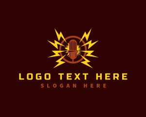 Radio - Microphone Lightning Podcast logo design