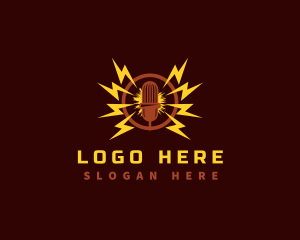 Media - Microphone Lightning Podcast logo design