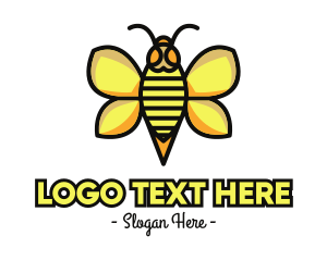 Black Wings - Yellow Wasp Outline logo design