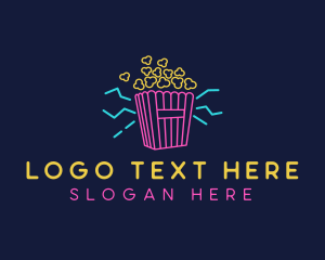 80s - Popcorn Movie Snack logo design