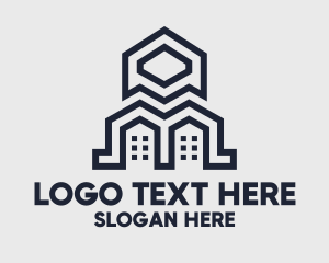 Lot - Geometric Blue Buildings logo design
