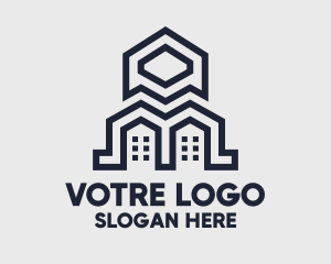Geometric Blue Buildings Logo