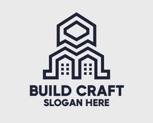 Geometric Blue Buildings logo design