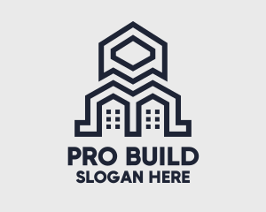 Geometric Blue Buildings logo design