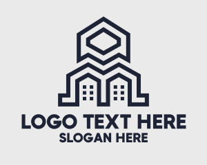 Geometric Blue Buildings Logo