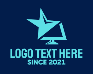 Computer Screen - Blue Star Screen logo design