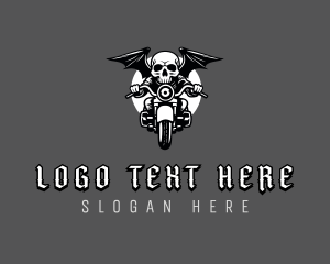 Menacing - Skull Biker Wings logo design