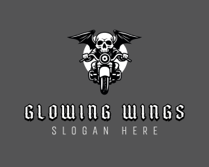 Skull Biker Wings logo design