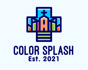 Multicolor Catholic Church  logo design