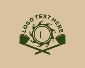 Woodwork - Axe Saw Blade Lumberjack logo design