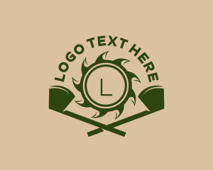 Saw Blade - Axe Saw Blade Lumberjack logo design