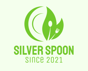 Green Fork Spoon Plate logo design