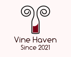 Swirly Wine Bottle  logo design