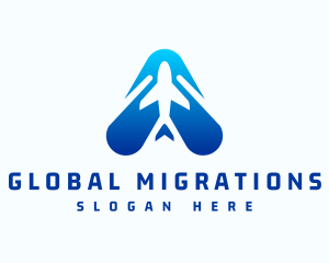 Immigration - Airplane Aviation Letter A logo design