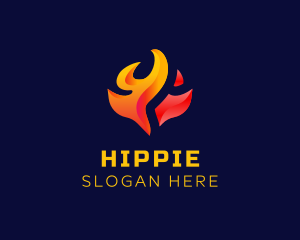 Coding - Gradient Fire Flame logo design