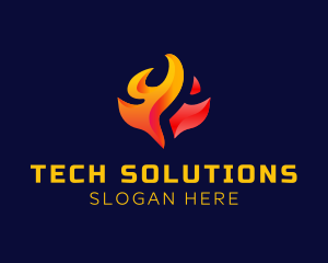 Digital Agency - Gradient Fire Flame logo design
