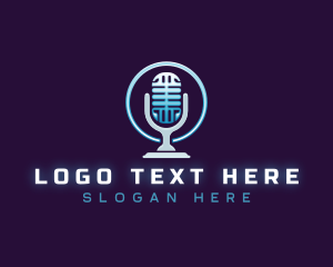 Singing - Podcast Media Microphone logo design