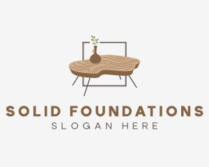 Wood Table Furniture Logo