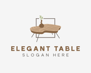 Table - Wood Table Furniture logo design