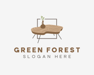 Wood Table Furniture logo design