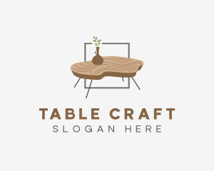 Table - Wood Table Furniture logo design