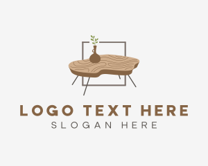 Wood Table Furniture Logo