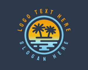 Sunset - Tropical Palm Tree logo design